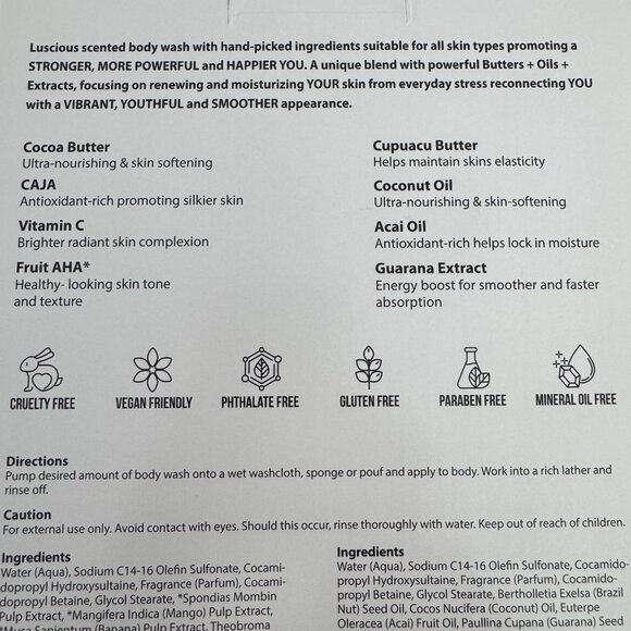 Nutrius Brazilian Body Wash Duo 2-pack - Coco Bliss and Berry Bliss - Picture 9 of 16